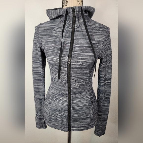 Lululemon 4 Hooded Define Jacket Zip Up Thumbholes Space Dye Herringbone - Picture 1 of 9